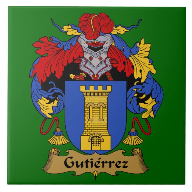 Gutierrez Family Coat of Arms Tile (Front)