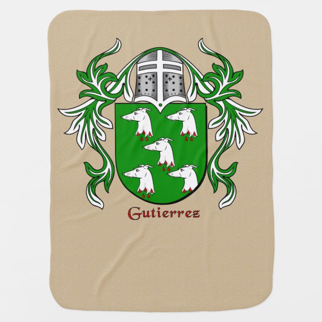 Gutierrez Heraldic Shield and Mantling Baby Blanket (Front)