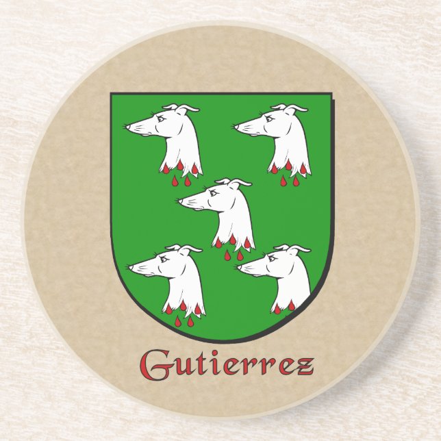 Gutierrez Heraldic Shield Sandstone Coaster (Front)