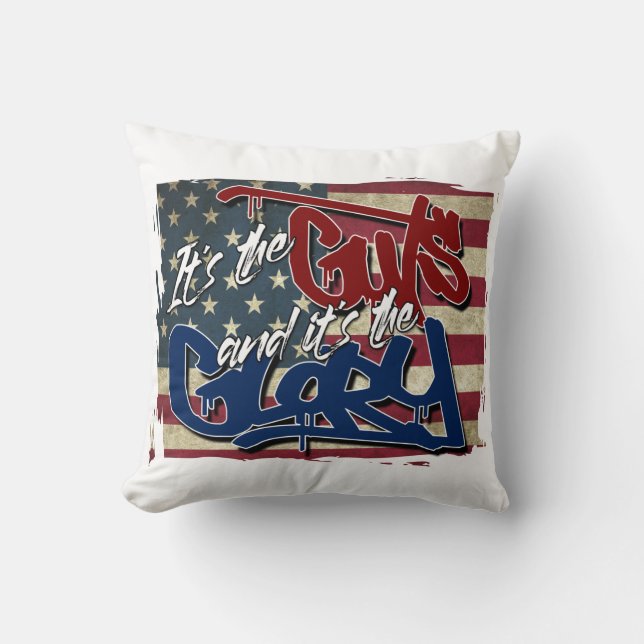 Guts and Glory Throw Pillow (Front)