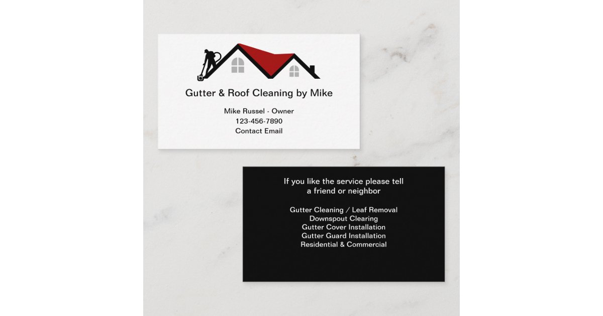 Gutter And Roof Cleaning Business Cards | Zazzle