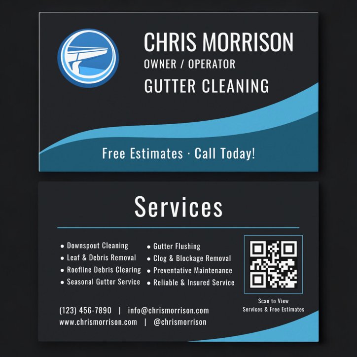 Gutter Cleaning Service QR Code Business Card
