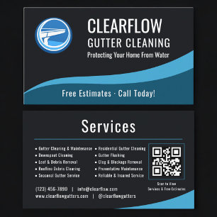 Gutter Cleaning Service QR Code Professional Business Card