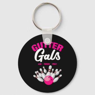 Gutter Gals Funny Bowling Team Name Women Girls Keychain