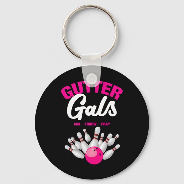 Gutter Gals Funny Bowling Team Name Women Girls  Keychain (Front)