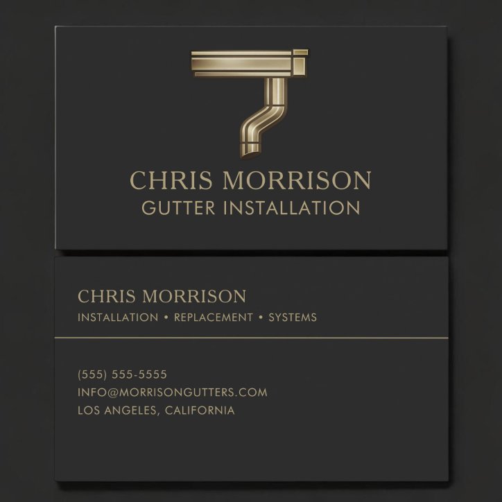Gutter Installation Black Gold Business Card