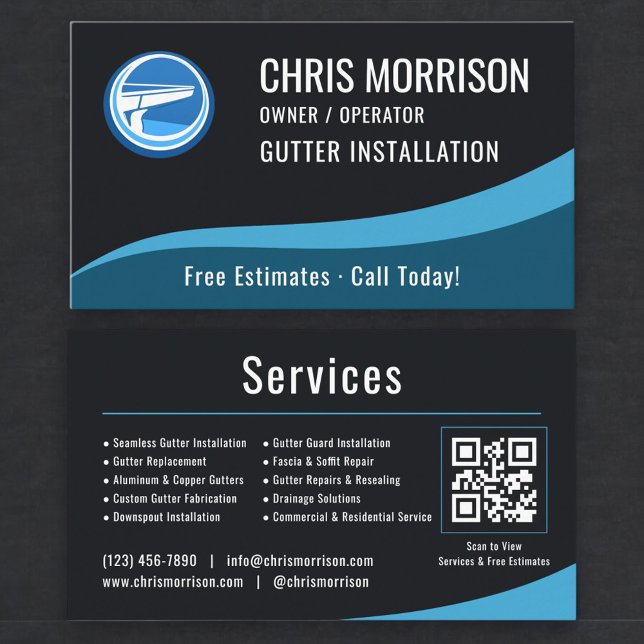 Gutter Installation QR Code Business Card (Creator Uploaded)