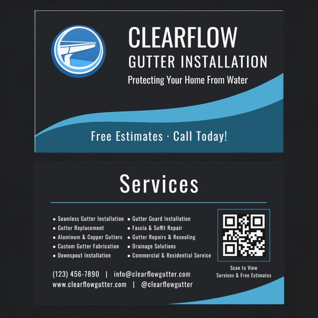Gutter Installation QR Code Professional Business Card (Creator Uploaded)