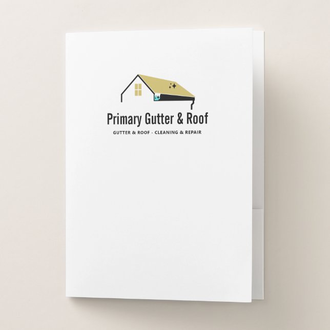 Gutter Roof Cleaning & Repair Construction Pocket Folder (Front)