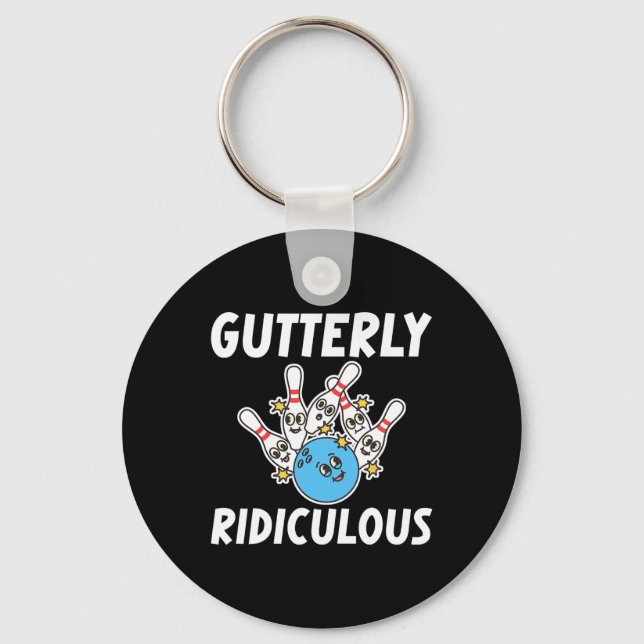 Gutterly Ridiculous Funny Bowling Bowler  Keychain (Front)