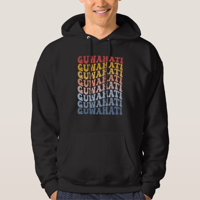 Guwahati City Groovy Retro Hoodie (Front)