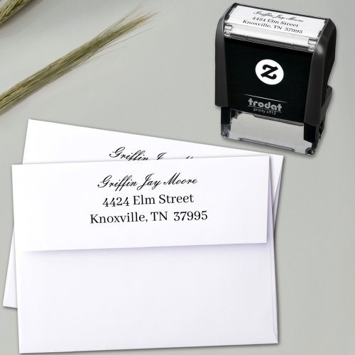 Guy Grad Modern Custom Return Address Self_inking Stamp