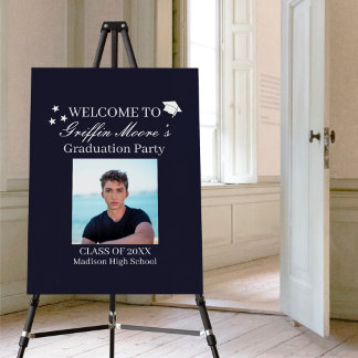 Guy Grad Modern Graduate Custom Photo Welcome Sign
