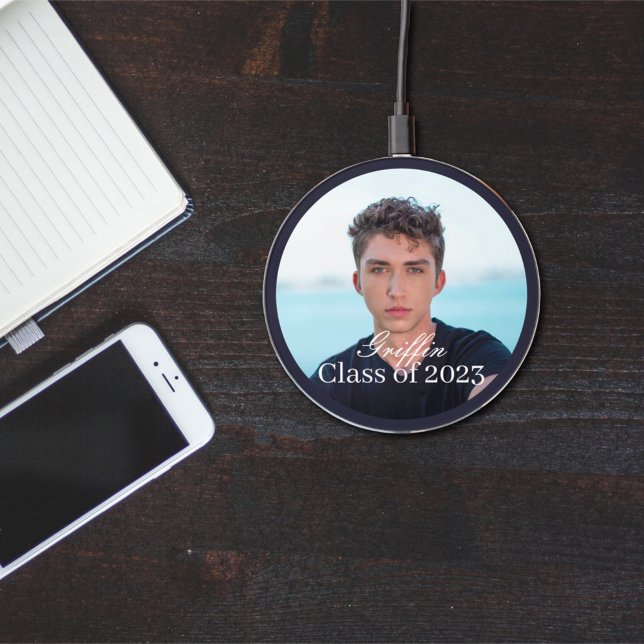 Guy Grad Modern Graduate Custom Photo Wireless Charger (Creator Uploaded)