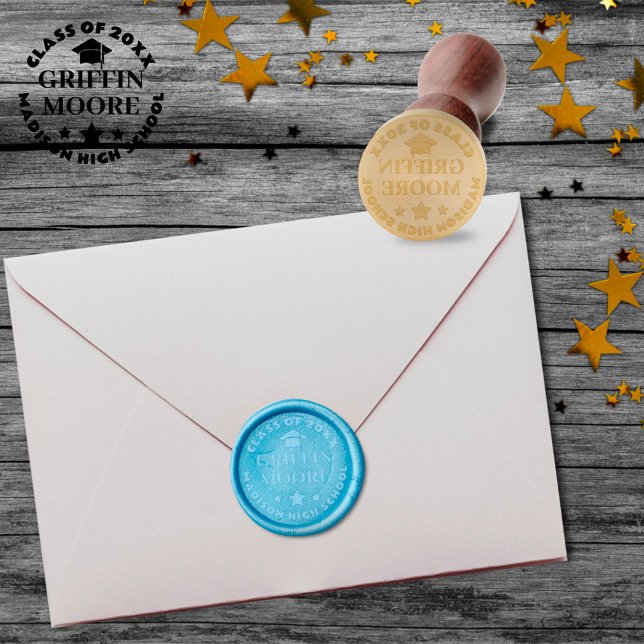 Guy Grad Modern Graduate Custom Text Wax Seal Stamp (Creator Uploaded)