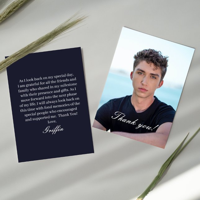 Guy Grad Modern Graduation Thank You Card (Creator Uploaded)