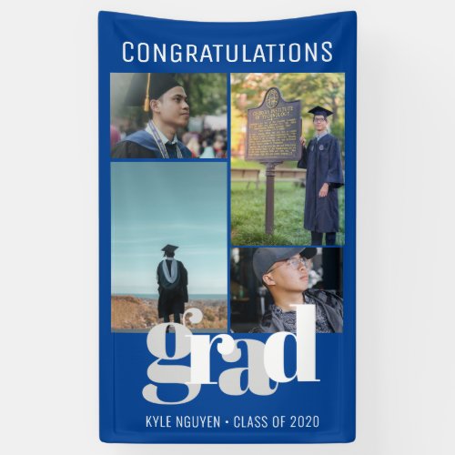 Guy Graduation Photo Collage Party Banner