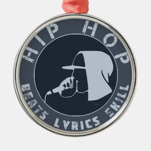 GUY IN HOODIE RAPPING ON THE MIC METAL ORNAMENT