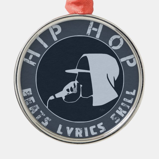 GUY IN HOODIE RAPPING ON THE MIC METAL ORNAMENT (Front)