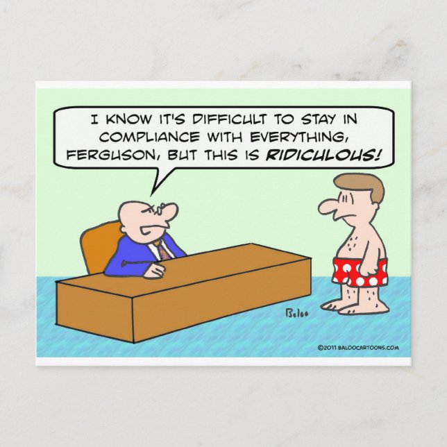 Guy in underwear is out of compliance postcard (Front)