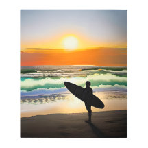 Guy on Beach with Surf Board Sunset