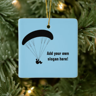 Guy Paragliding graphic - custom text both sides Ceramic Ornament