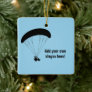 Guy Paragliding graphic - custom text both sides Ceramic Ornament