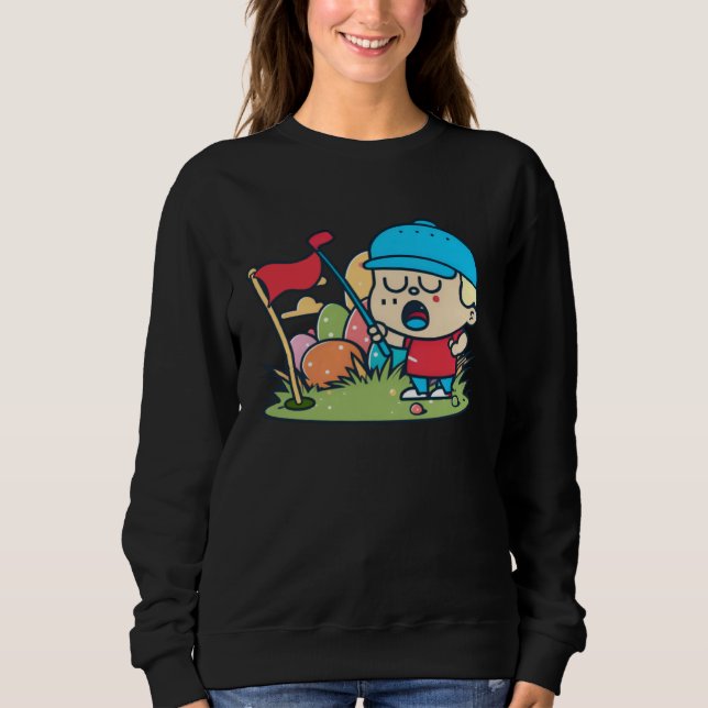 Guy Playing Golf Golf Easter Sweatshirt (Front)