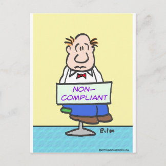 guy punished by wearing non-compliant sign postcard