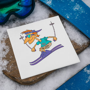 Guy Skiing Paper Napkins