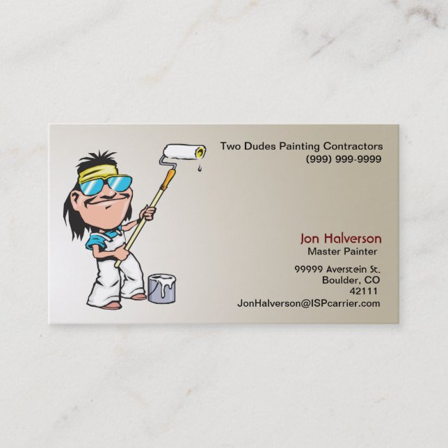 Guy With a Roller Painting Business Card (Front)