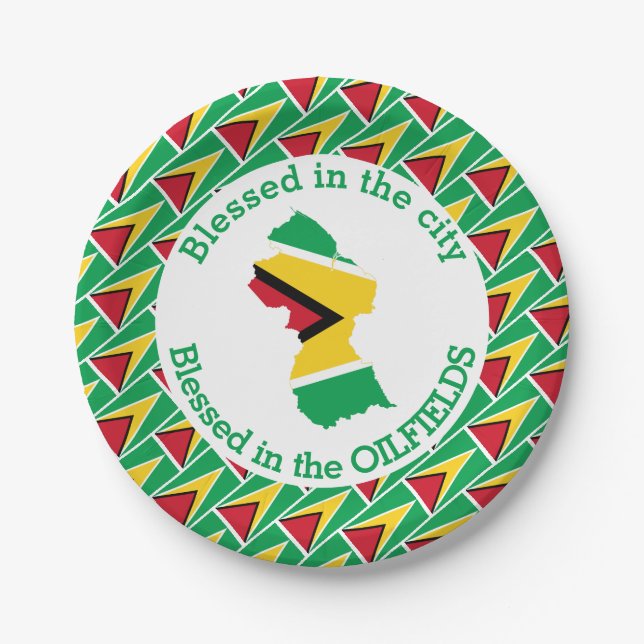 GUYANA Blessed In The Oilfields Personalized Paper Plates (Front)