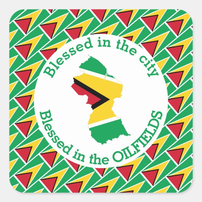 GUYANA Blessed In The Oilfields Personalized Square Sticker (Front)