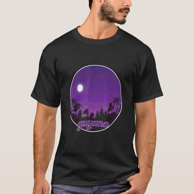 Guyana By Night With Palms T-Shirt (Front)