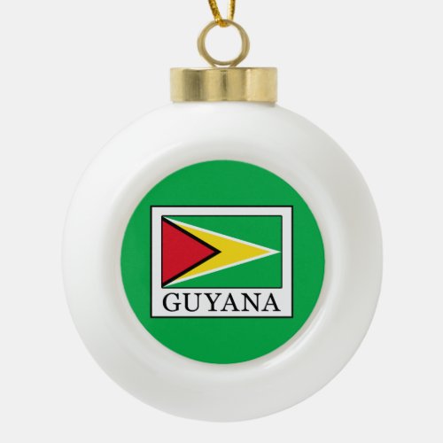 Guyana Ceramic Ball Christmas Ornament