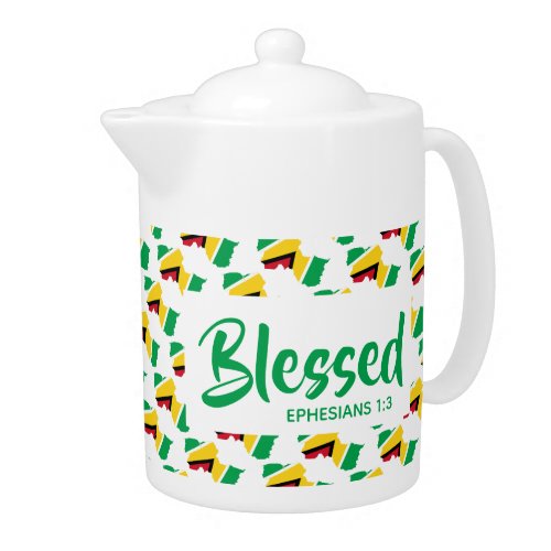 GUYANA Christian Scripture Blessed MEDIUM Teapot