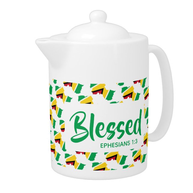 GUYANA Christian Scripture Blessed MEDIUM Teapot (Right)