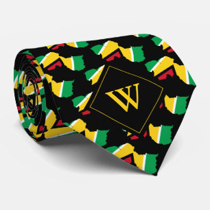 GUYANA Christian Scripture Monogram BLACK Neck Tie