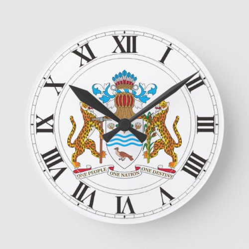 Guyana Coat of Arms Round Clock