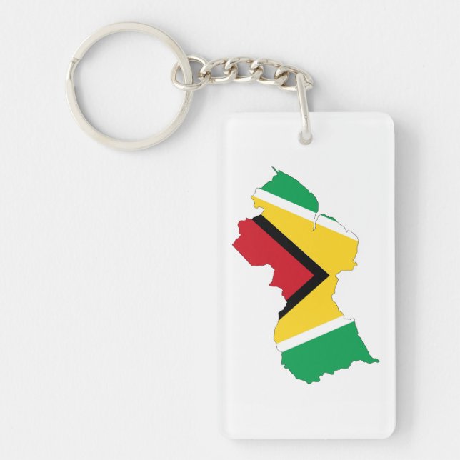 guyana country flag map shape symbol keychain (Front)