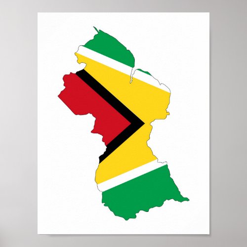 guyana country flag map shape symbol poster
