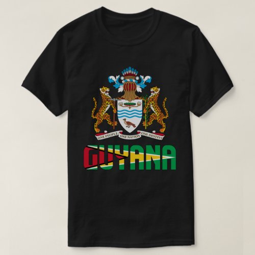 Guyana Flag and Coat Of Arms Patriotic T_Shirt