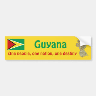 Guyana Flag and Map Bumper Sticker