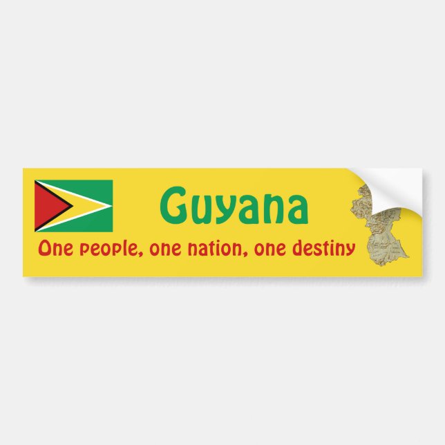 Guyana Flag and Map Bumper Sticker (Front)