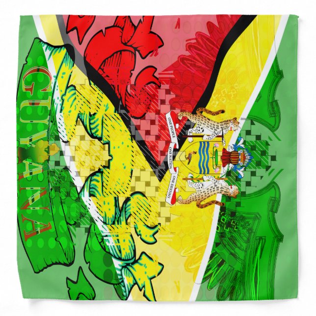 Guyana Flag Bandana- RokCloneDesigns Graphic Style Bandana (Front)