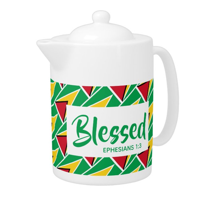 GUYANA FLAG Blessed Christian Customized MEDIUM Teapot (Right)