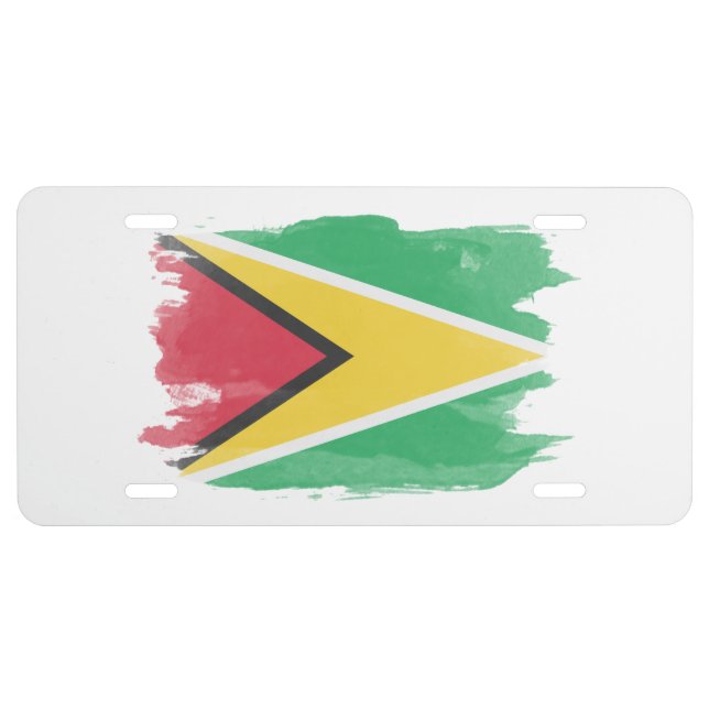 Guyana flag brush stroke, national flag license plate (Front)