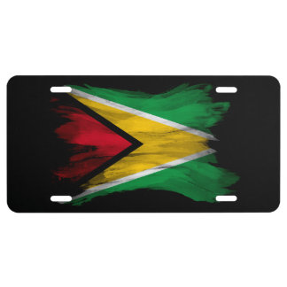 Guyana flag brush stroke, national flag license plate