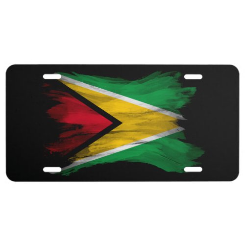 Guyana flag brush stroke national flag license plate