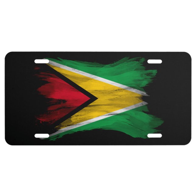 Guyana flag brush stroke, national flag license plate (Front)